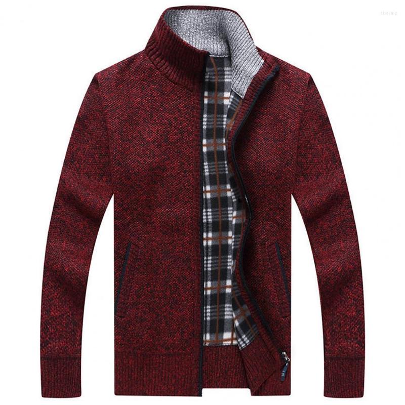 

Men's Sweaters Men Winter Thick Knitted Sweater Coat Long Sleeve Stand Collar Zipper Jacket, Light grey