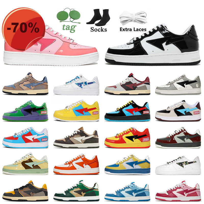 

LOW shoesTop Fashion Designer Casual sk8 Bapesta Shoes Grey Black Bapestas Baped SK8 Sta Color Camo Combo Pink Green ABC Pastel Blue With Socks, B45 beige suede 36-45