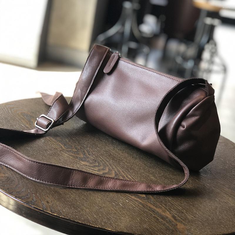 

Evening Bags Motingsome Barrel-shaped Women Shoulder Bag Natural Cowhide Leather Mini Tote Soft Luxury Handbags And Purses 2022, Black