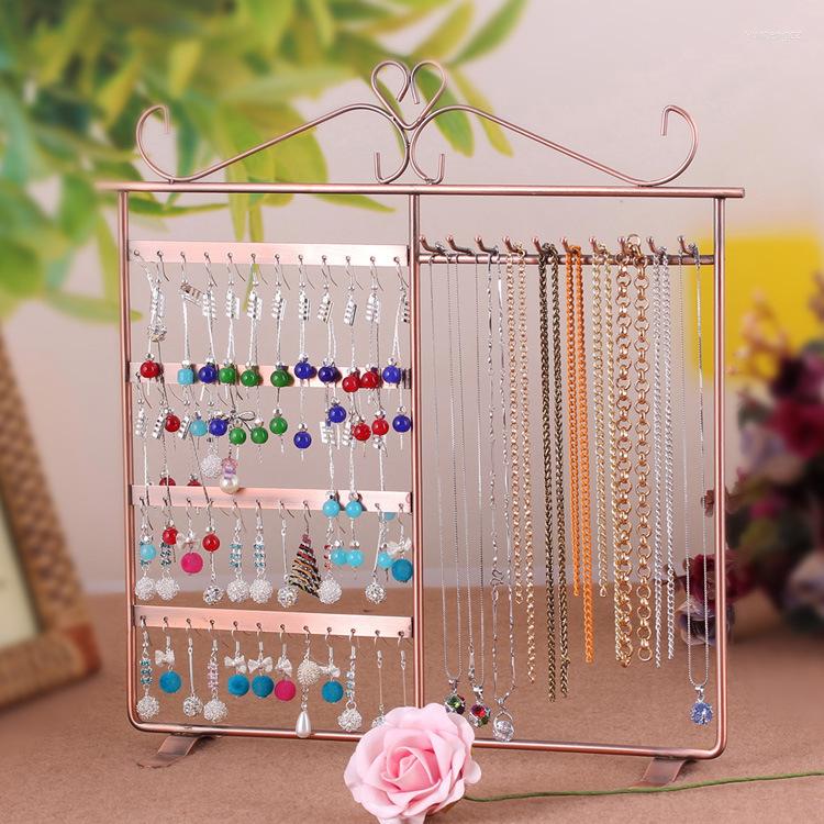 

Jewelry Pouches 48 Holes Organizer Earrings Studs Necklace Display Stand Metal Support