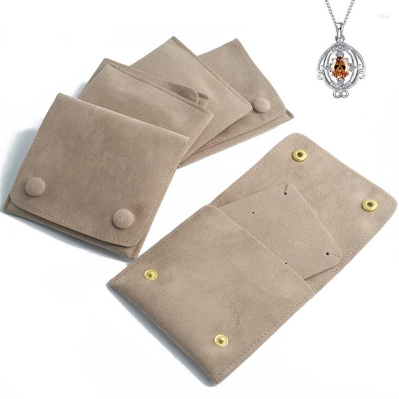 

Jewelry Pouches Protable Packaging Bag Snap Fastener Soft Velvet Material Gift Bracelet Necklace Earring Rings Storage Dropship