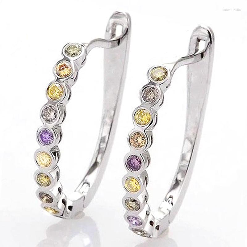 

Hoop Earrings CAOSHI Fashion Loop For Women Chic Party Accessories With Colorful Tiny CZ Trendy Jewelry Statement Gift Drop