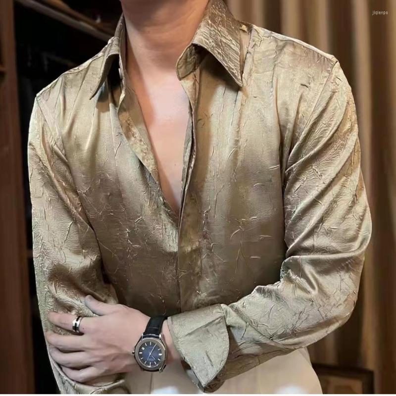 

Men's Casual Shirts Cs334 Fashion Men's 2022 Runway Luxury European Design Party Style Clothing, Blue