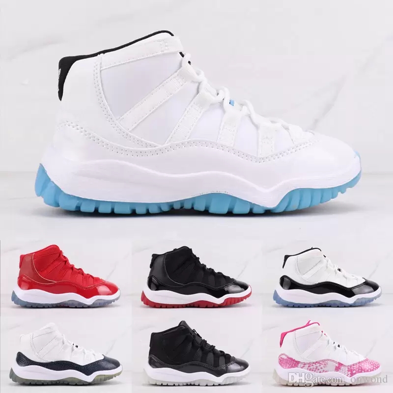 

Kids Basketball Shoes Bred 11S Cool Grey Gym Black White powder Infant Children Toddler Gamma Blue Concord Sneakers Boys Girls Sneakers Space Jam EUR 28-35