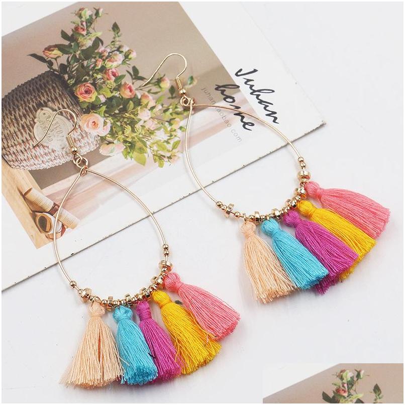 

Dangle Chandelier Bohemian Fashion Jewelry Womens Vintage Hoop Tassels Dangle Earrings Drop Delivery Dhiqj
