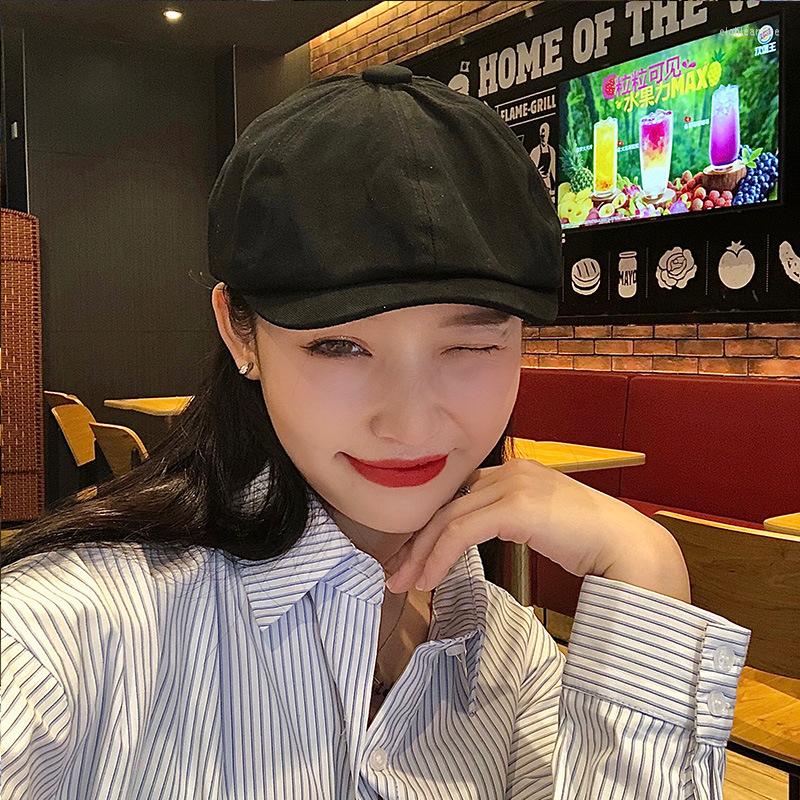 

Berets Women Short Brim Casual Sboy Hat Spring Autumn Thin Retro Beret Fashion Wild Unisex Octagonal Hats, Orange