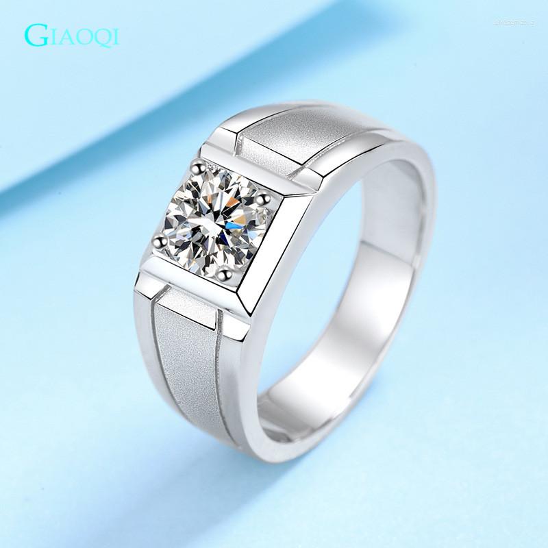 

Cluster Rings GIAOQI Original Soliid 925 Silver Diamond Past Brilliant Cut 1 D Color Moissanite Weddding Finger Ring Men Jewelry