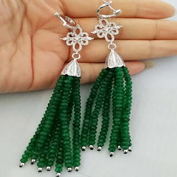 

one pair greenpink red stone jades 4x2mm roundel faceted hook earrings