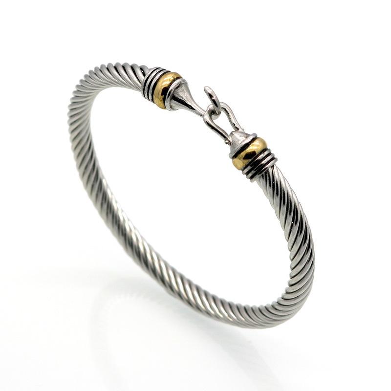 

Popular titanium wire twisted hook shaped Gold Bracelet Stainless steel cable Women's Bracelet