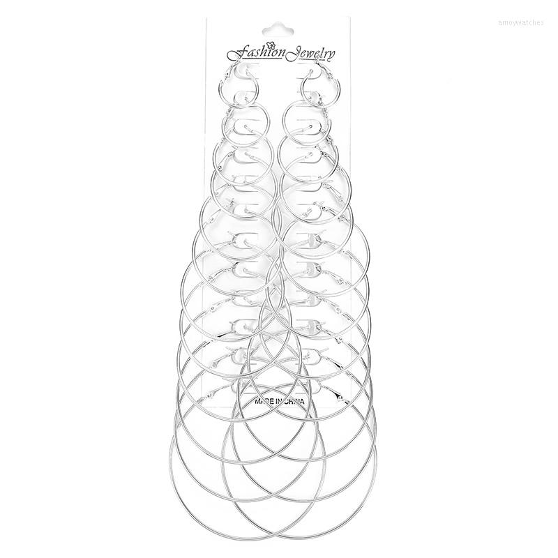 

Hoop Earrings 12Pair/Set Simple Style Steampunk Gold Big Circle For Women Personality Jewerly