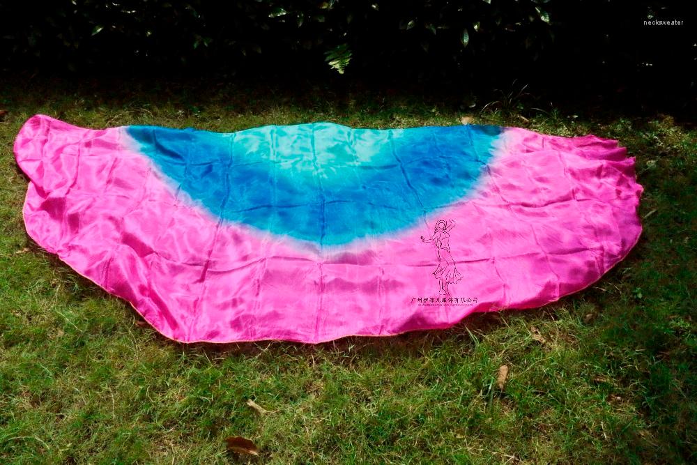 

Stage Wear 2022 Design Real Silk Belly Dance Veil Veils Semicercle Wholesale 250 114cm Turquoise Blue Rose, Picture shown