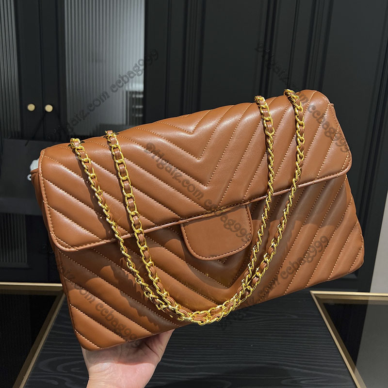 

Womens Jumbo Vintage Flap French Shoulder Bags Genuine Leather V-shaped Quilted Designer Handbags Gold Metal Hardware Underarm Sacoche Luxury Totes Crossbody 33cm, Black