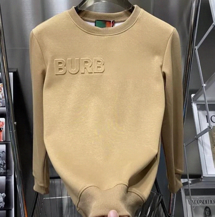 

Mens Sweater Designer Hoodie BBY Letters 3D Embossed Long Sleeve tshirt Cotton Round Neck Sweatshirt Men Women Sweaters Loose Pullover Coat Large Size D9QE#, Beige