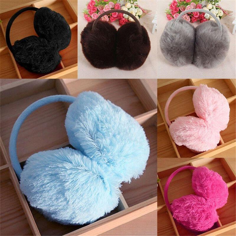 

Berets 1PC Winter Warm Ear Muffs Girl Fluffy Earmuffs Women Plush Earflaps Warmers Solid Color Soft Casual Earlap, White