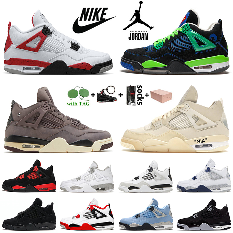 Nike Air Jordan 4 Retro Basketball Chaussures Jumpman 4s Red Cement Doernbecher Off-White Sail A Ma Maniere Military Black Cat Travis Scott Bred