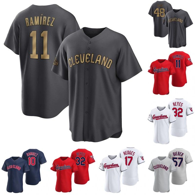

Cleveland 2022 All-Star Jose Ramirez Guardians Jersey Franmil Reyes Emmanuel Clase Shane Bieber Amed Rosario Bradley Zimmer Myles Straw Andr, Mens cool base gray