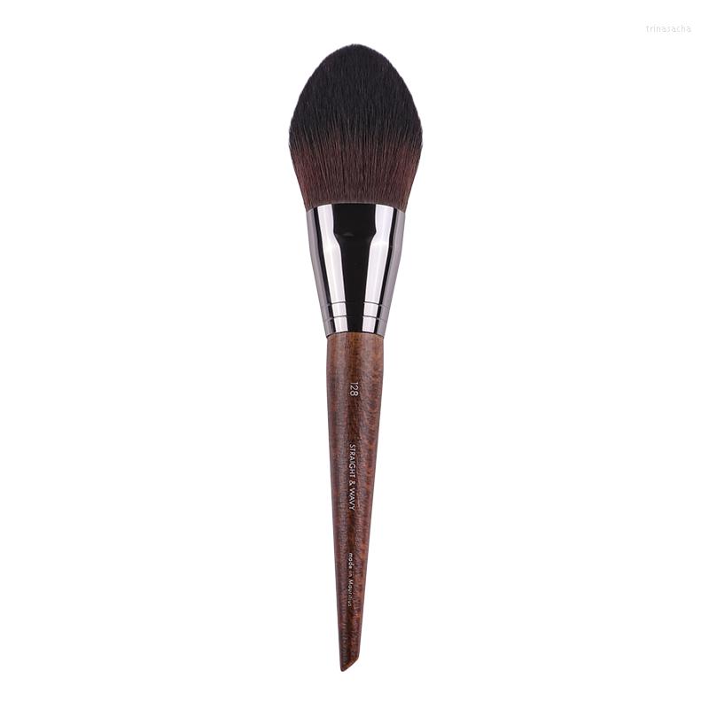 

Makeup Brushes Luxury Round Kabuki Brush #124 Wood Handle Dome Shape Dense Powder #128 Tapered Precision Blush