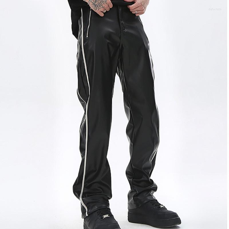 

Men' Pants Mens Hi Street PU Hip Hop Harem Fashion Streetwear Faux Leather Trousers Bottoms, Black