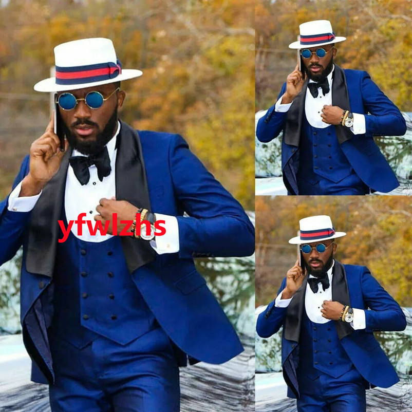 

Custom-made Groom Tuxedos One Button Men Suits Shawl Lapel Groomsmen Wedding/Prom/Dinner Man Blazer Jacket Pants Tie Vest M192, Same as image