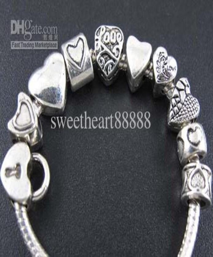 

100pcslot Tibetan Silver Heart Spacer Big Hole Beads Metal Alloy Bead Fit European Bracelet Jewelry DIY2927849