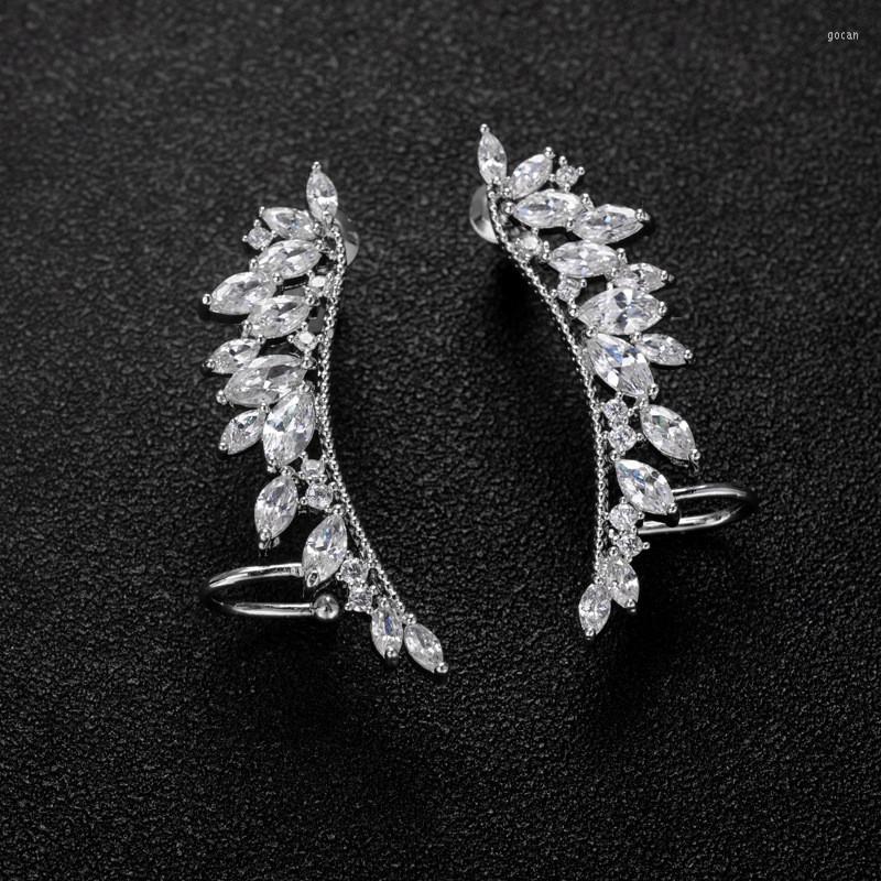 

Stud Earrings Jewelry S925 Silver Cubic Zircon CZ Ear Crawler Angel Wing Cuff For Woman High Quality PE269