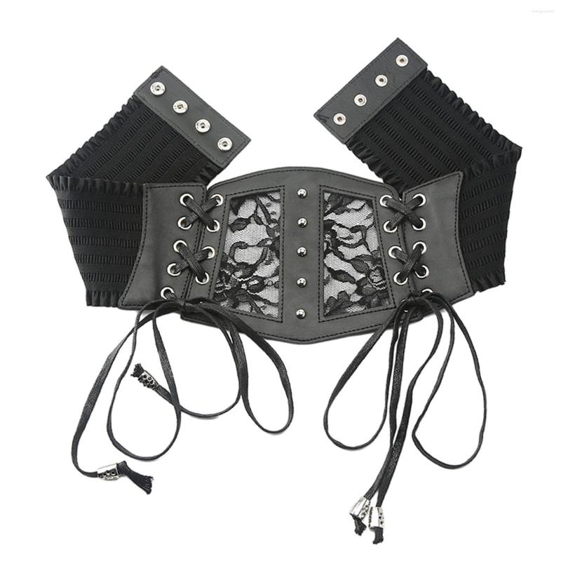

Belts Lace-up Corset Waist Wide Belt Elastic PU Leather For Womens Party, Picture shown