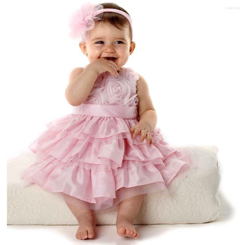 

Girl Dresses 2022 Pink Baby Dress Floral Born Tutu Hairband 2-Piece Clothes Suit Summer Clothing Girls Jumper Blouse Top