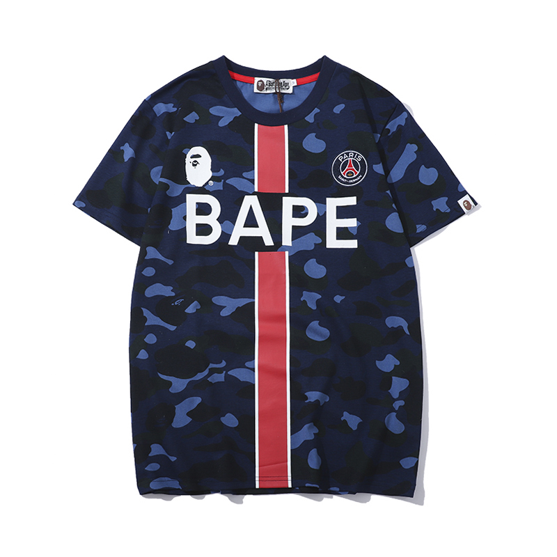 

Bape Mens Fashion Brand T Shirt Men Womens Camouflage Blue Print Tees High Street Clothing Size M-2XL