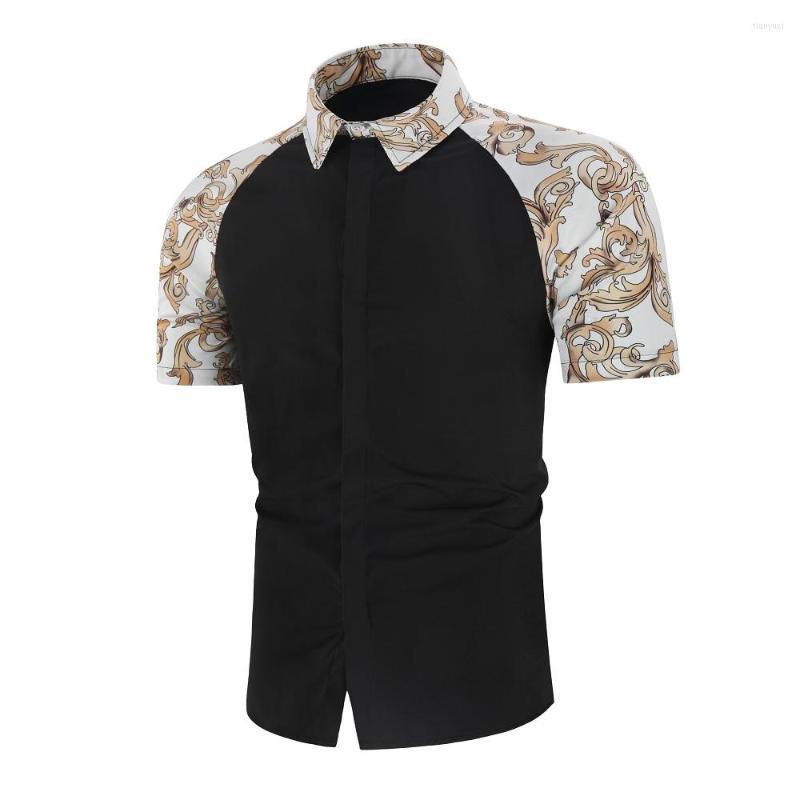 

Men' Casual Shirts Hip Hop Streetwear Men Full Printing Short Sleeve Summer Floral Rapper Harajuku Loose Hawaiian Korean Camisa, White