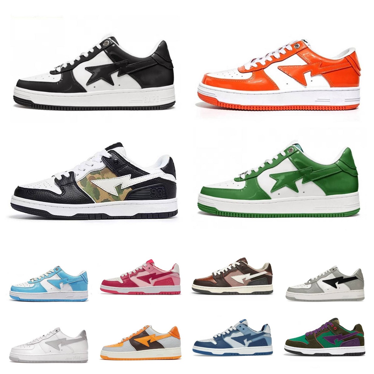 

2023 Bapesta Bapestas Baped Sta Casual Shoes Sk8 Low Men Women Black White Pastel Green Blue Suede Pink Mens Womens Trainers Outdoor Sports Sneakers Walking Jogging, Bubble package bag
