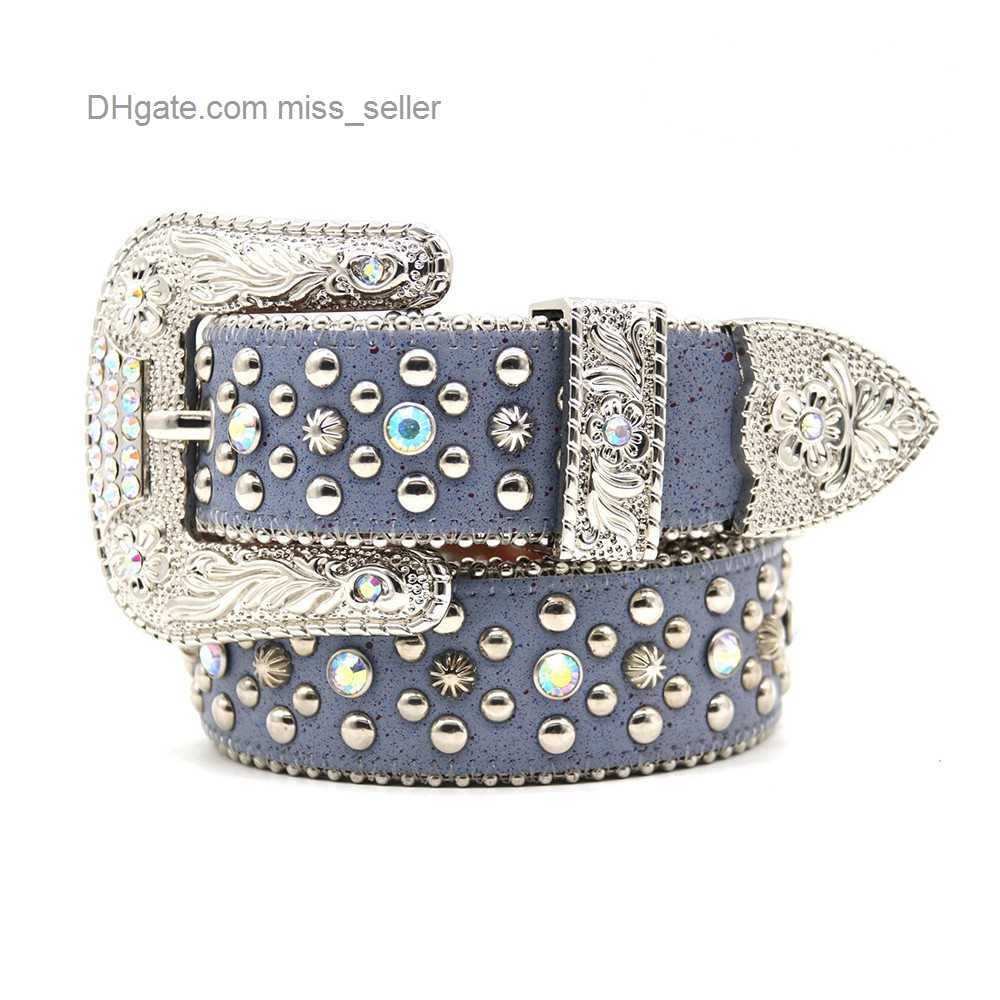 

2022 Designer Belt Bb Simon Rhinestone belt Hip hop rivet for men and women Punk style pin buckle inlaid versatile pants miss seller, Multi