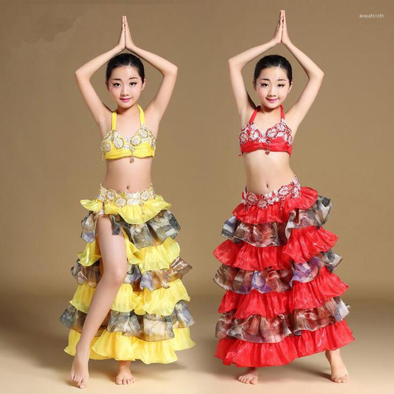 

Stage Wear Arrival Kids/child Belly Dance Costumes Egyptian Style Dancing Wears Suits Children India Bollywood Set Dresses, Red