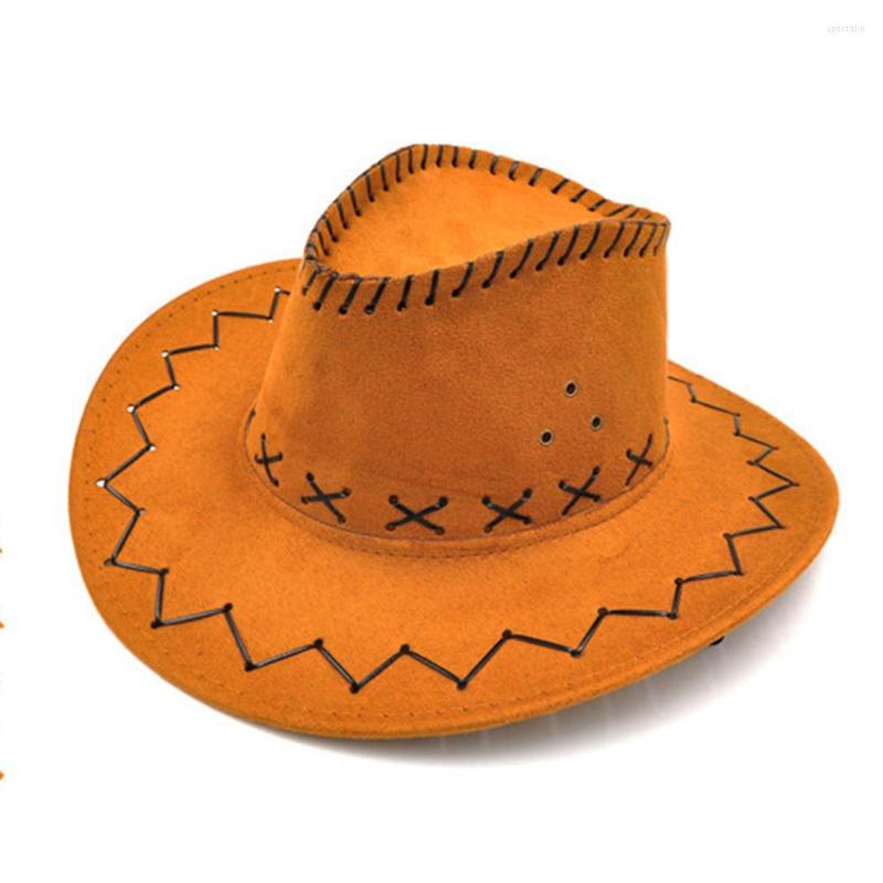 

Berets Knight Cap Casual Western Wide Brim Boys Girls Sunshade Prints Vintage Adjustable Cowboy Hat Retro Halloween Party Costumes, Brown