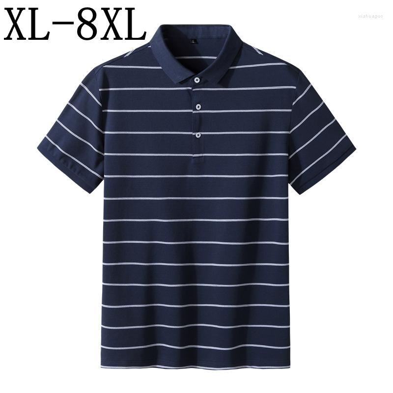 

Men's Polos 8XL 7XL 6XL Summer Business Striped Polo Shirt Men 97.8% Cotton Mens Casual Homme Fashion Breathable Shirts, Green