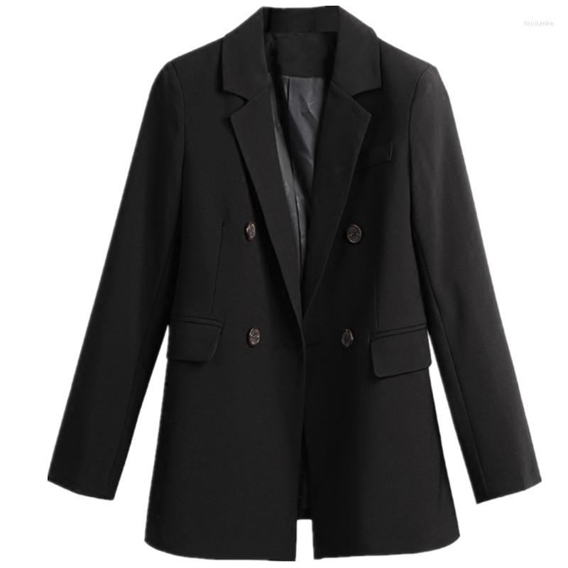 

Women' Suits 2022 Spring Autumn Fashion Double-breasted Small Suit Jacket Blazers Jackets Women Loose Casual Coats PR116, Black