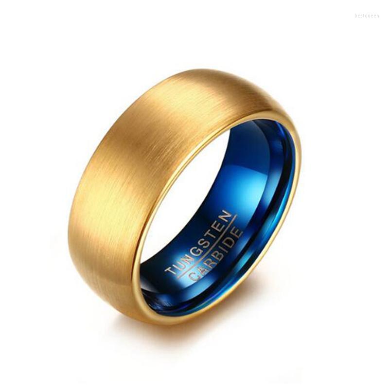 

Wedding Rings Gold Color 8mm Tungsten Steel Ring For Women Men Matte Classic Couple Finger Fashion Jewelry