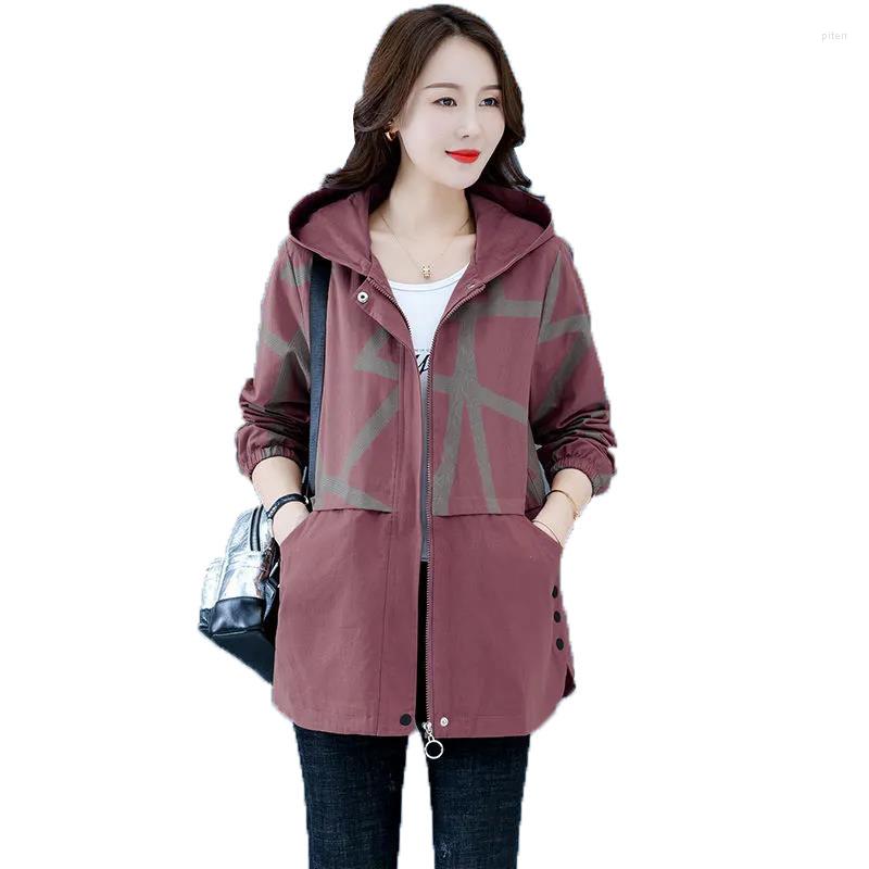 

Women's Trench Coats Casual Spring Autumn Jacket Short Hooded Coat 2022 Zipper Windbreaker Women's Outerwear Female Tops 5XL, Black