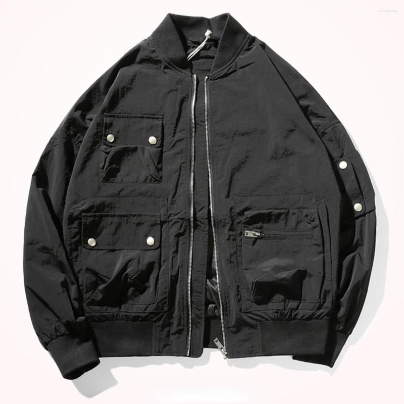 

Men' Jackets Coat Men' Spring And Autumn Functional Wind Jacket 2023 Trend Multi-pocket High Street Flight Suit Baseball Uniform, Black