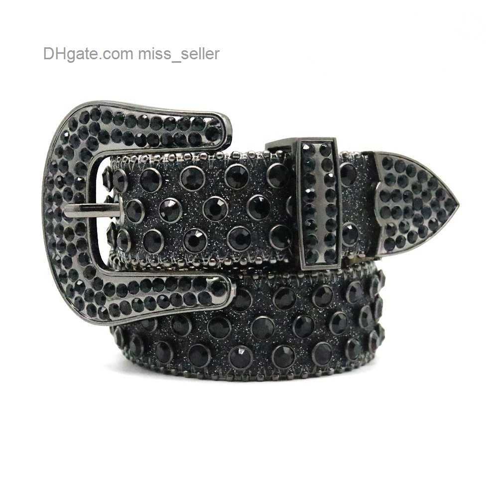 

2022 Designer Belt Bb Simon Riveted men's inlaid belt with rhinestone PU flash material hip-hop punk dark wind, Multi