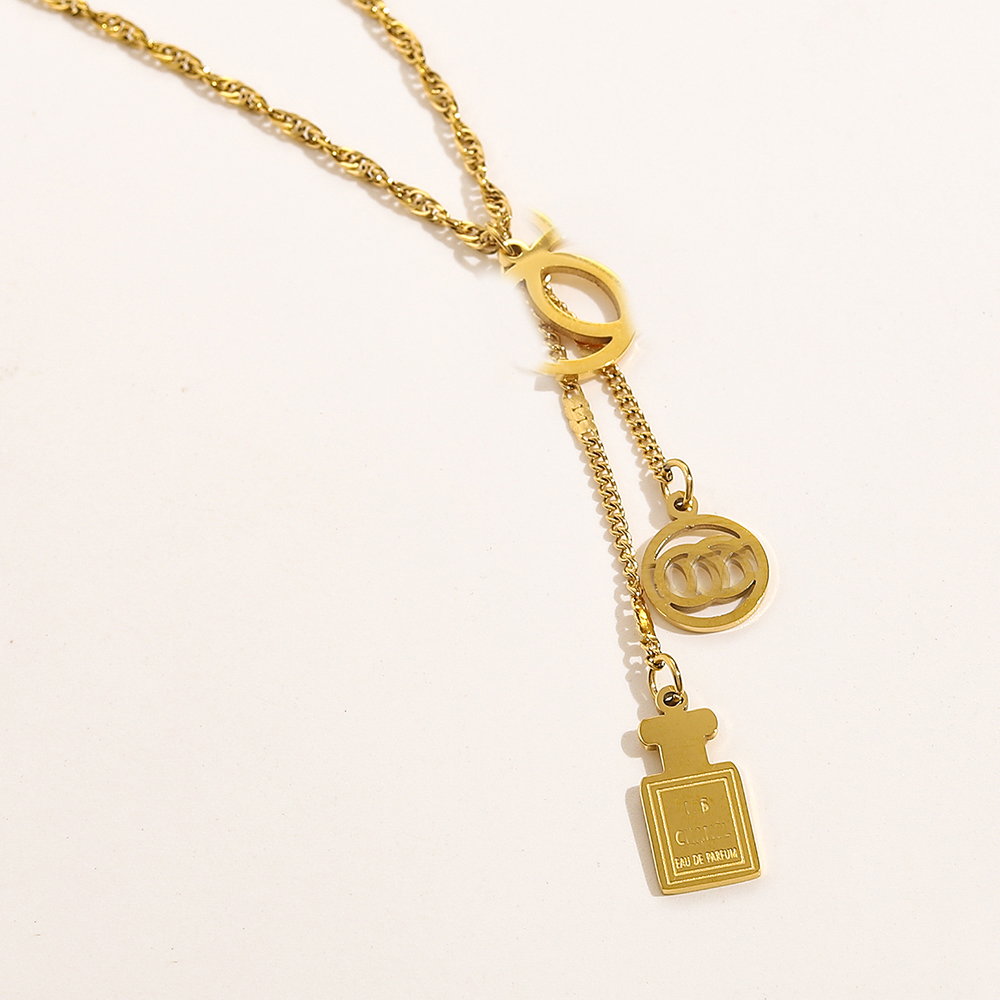 

Luxury Design Necklace 18K Gold Plated Brand Stainless Steel Necklaces Choker Chain Letter Pendant Fashion Womens Wedding Jewelry Accessories Love Gifts AA1188