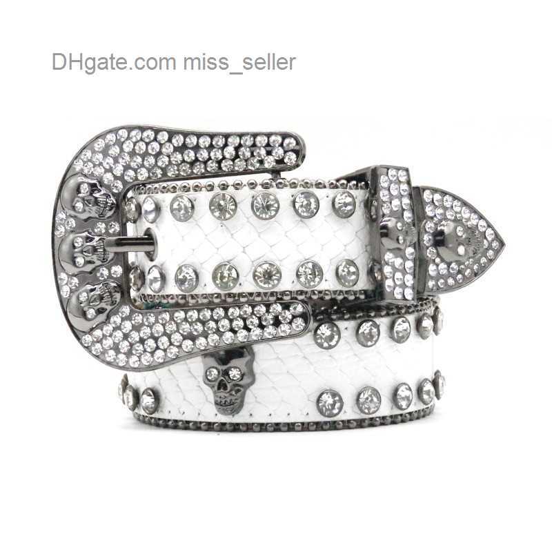 

2022 Designer Belt Bb Simon Guangzhou Belt Men's Rhinestone Inlaid Rivets Bright Snake Skin Pattern Personality Street Hip Hop Network, Multi