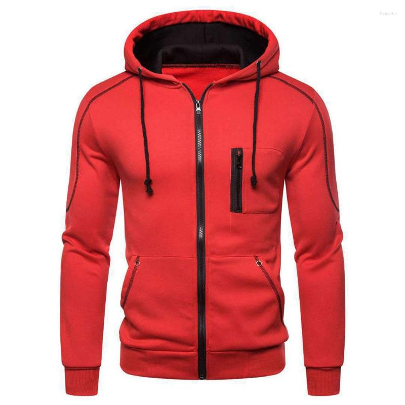 

Men's Hoodies Western Style Casual Autumn Winter Fashion Loose Simple Zipper Hooded Solid Color Long Sleeve, Black