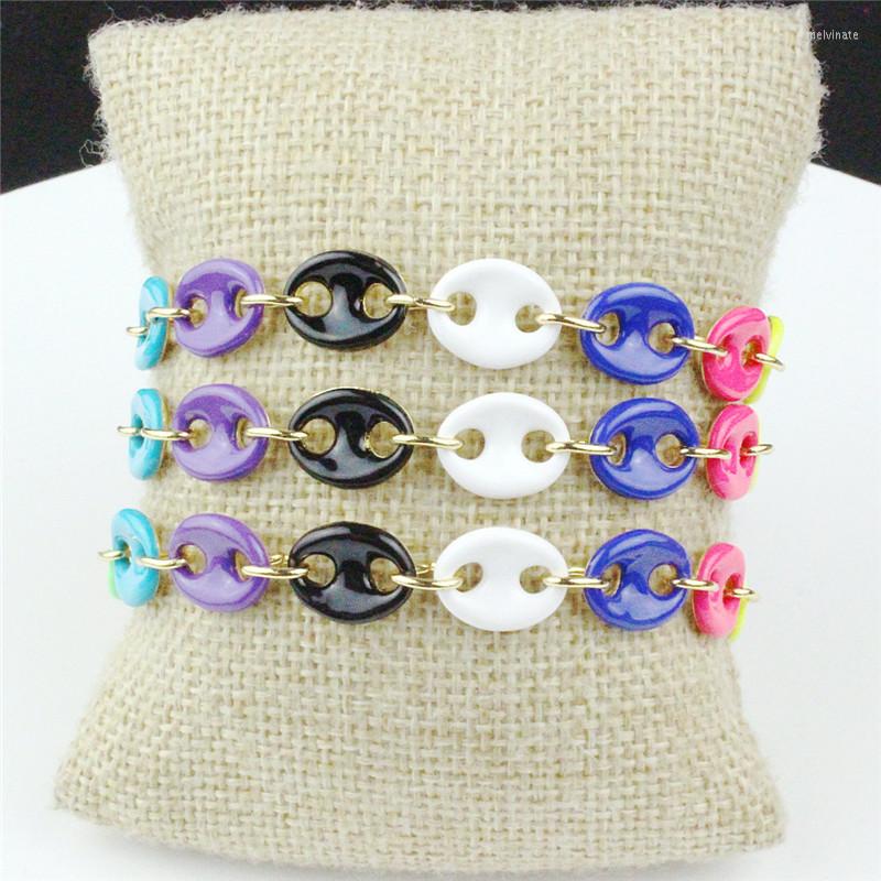 

Link Bracelets 5pcs/lot Design Colorful Enamel Bracelet Charm Component Beautiful Wholesale