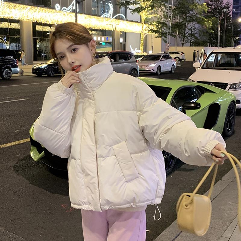 

Women's Trench Coats Winter Cotton Coat Woman Warm Thicken Solid Color Short Length Jacket Female, Black