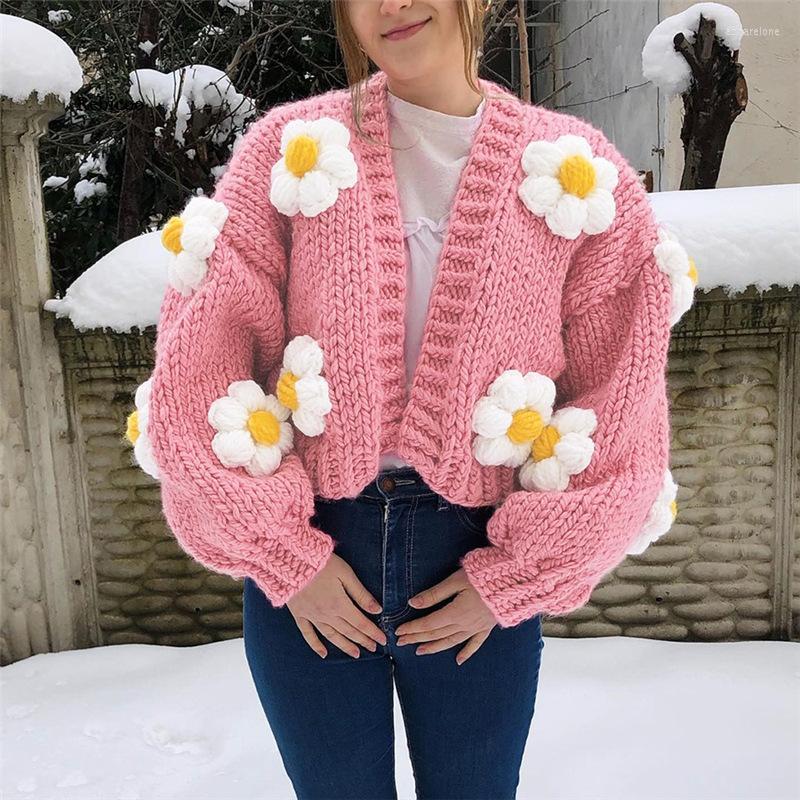 

Women' Knits Christmas Sweet Floral Women Knitted Cardigan Sweaters Fashion Harajuki Style Long Sleeves Casual Autumn Winter Streetwear, Pink