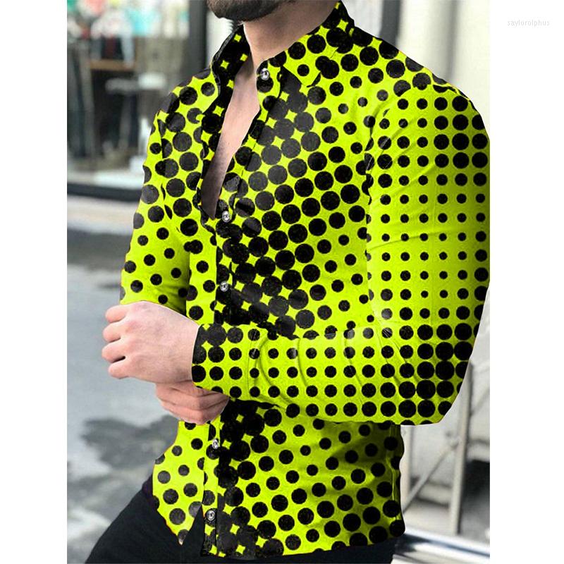 

Men's Casual Shirts Luxury Vintage For Men Oversized Shirt Polka Dot Print Long Sleeve Tops Men's Clothing Streetwear Cardigan Blouses, Cx144