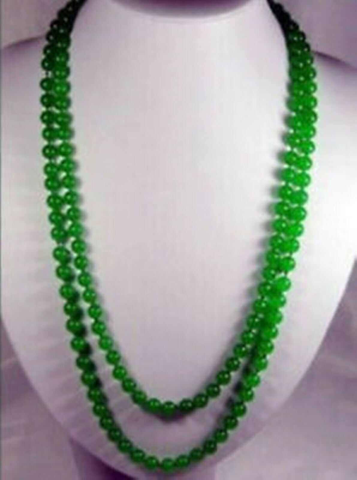 

36 Inch Long 8mm Green Jade Round Gemstone Beads Necklace AAA