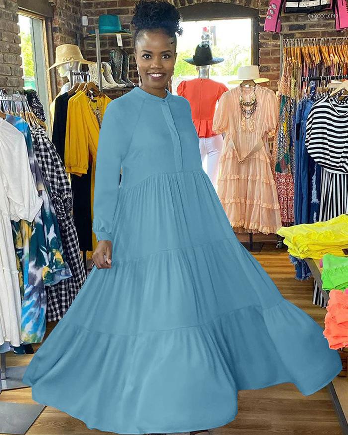 

Casual Dresses COZOK 2022 INS Solid Simple Young Office Lady High-end Sweet Fashion Round Neck Full Sleeve Women Long Loose Dress, Black