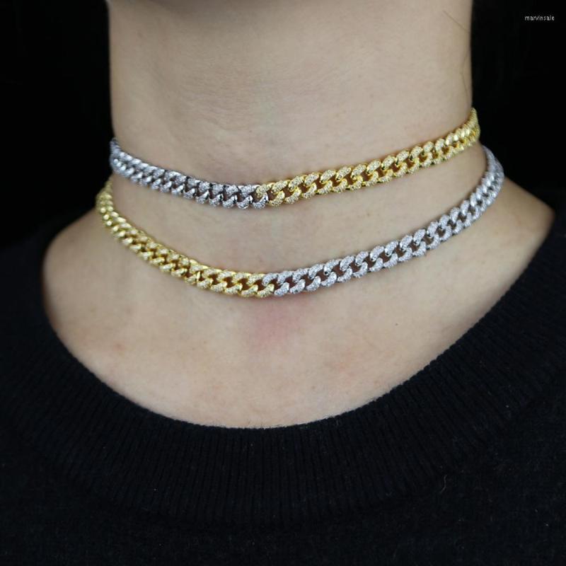 

Chains 2022 Vintage Punk Two Tone Gold Color Cuban Tennis Chain Choker Necklaces For Women Men Femme Hip Hop Collar Jewelry