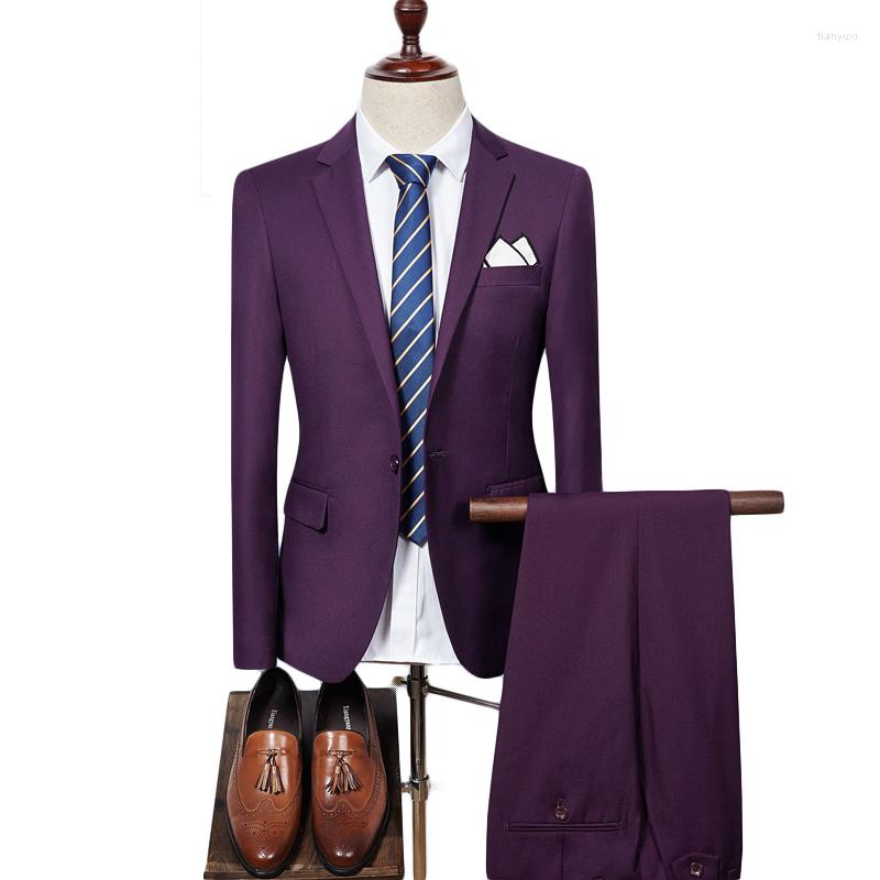 

Men's Suits Mens Suit Slim Fit Men Wedding Coat Pants Formal Wear Luxury Purple For Blue Black Gray Red Q320